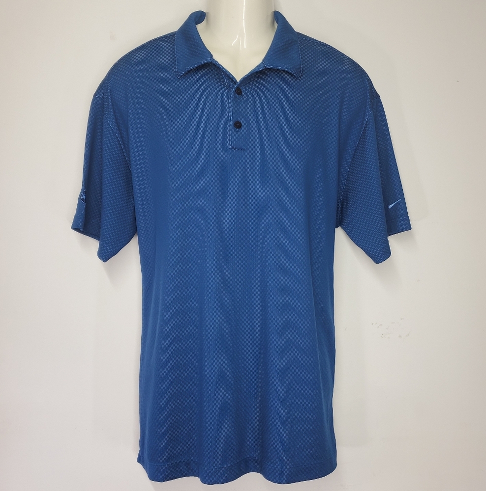 Nike Golf Men's XL Shirt Dri Fit Polo Collared Short Sleeve Blue 1/4 Button
